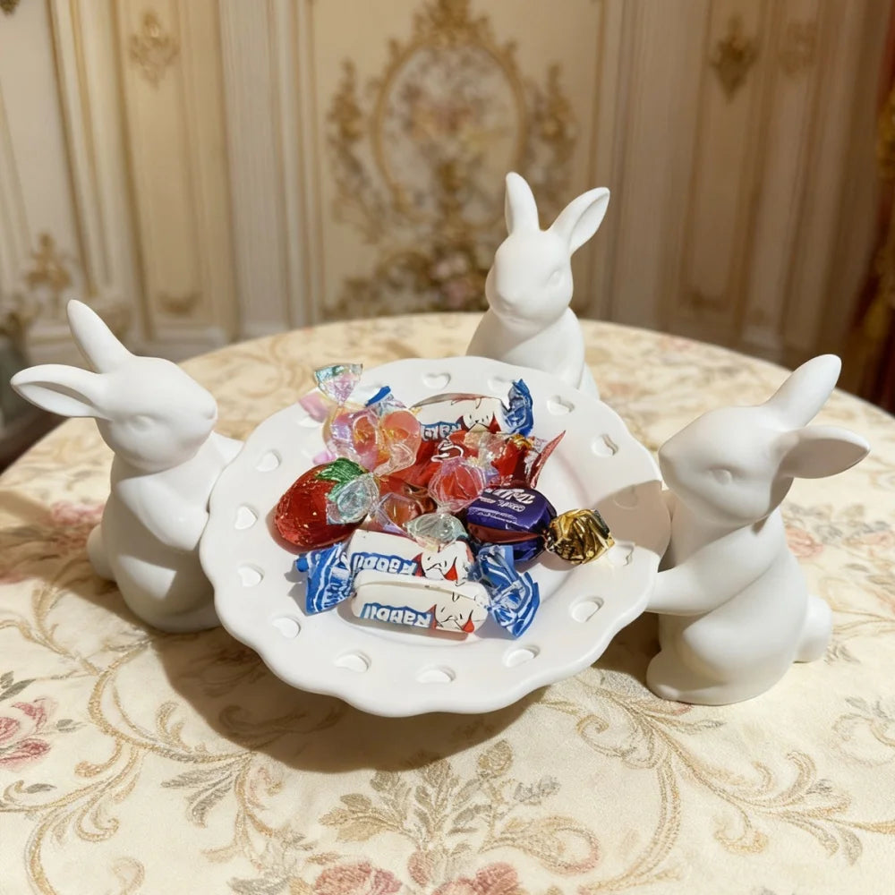 3D Cute Candy Plates Easter Bunny Mold Silicone Rabbit Tray mold for Thanksgiving Holidays Party Offices Home Room Desk Desktop Oasis Select