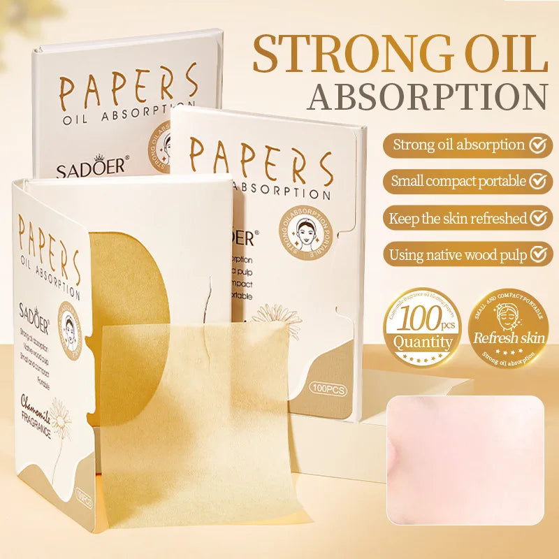 100-Pack Bamboo Charcoal Oil Blotting Sheets for Oily Skin Oil Blotting Sheets Oasis Select