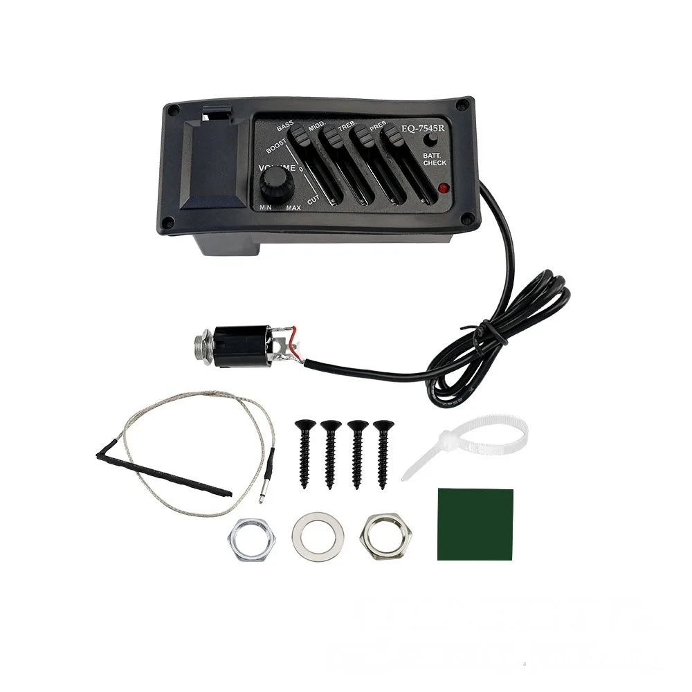 7545R Acoustic Guitar Pickup with 4-Band EQ Preamp & Tuner