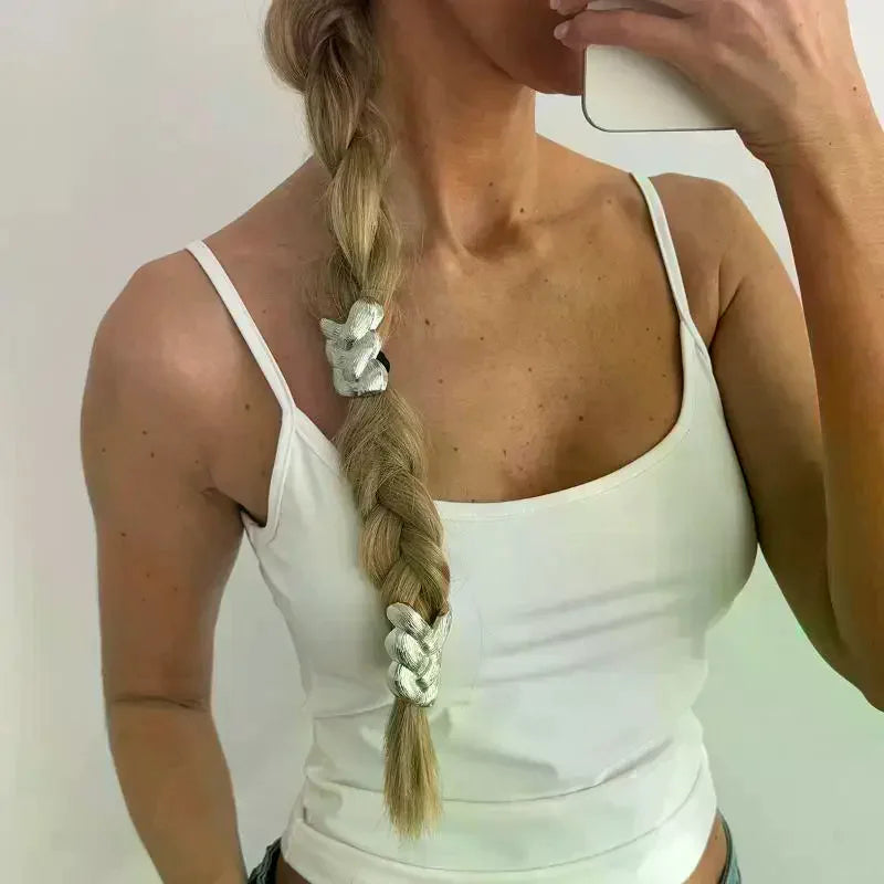 Metal Braid Hair Tie Fashion Elastic Hair Rope For Women Girls Daily Ponytail Styling Hair Accessories 메탈 브레이드 헤어 타이 Oasis Select