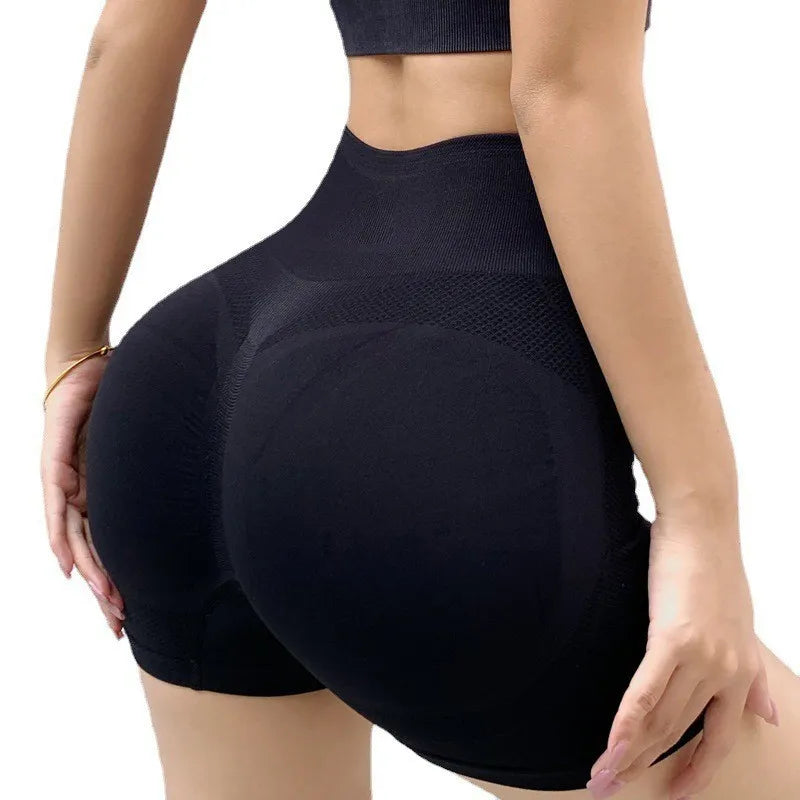Women Butt Lifting Yoga Shorts Elastic Workout High Waist Tummy Control Ruched Booty Pants Seamless Gym Compression Tights Oasis Select B-Black L