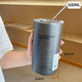 Portable 600ml Thermos Cup 304 Stainless Steel Coffee Mug Thermal Leak-proof Water Bottle with Straw Insulated Bottle Drinkware Oasis Select grey 600ml