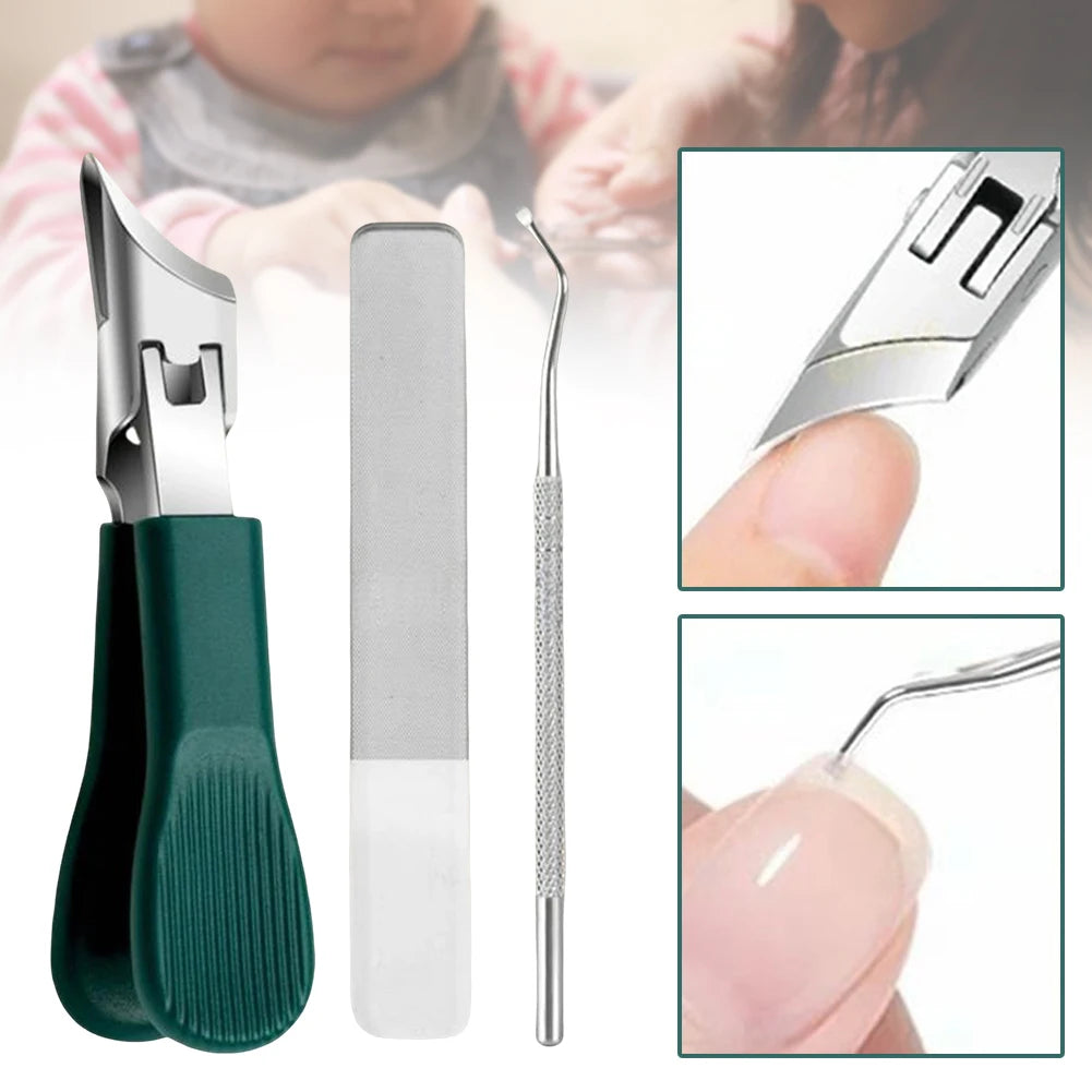 Wide-Jaw Slanted Nail Clipper | Anti-Splash Trimmer Set