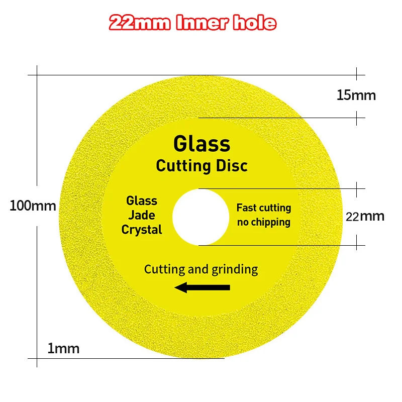 22mm Inner hole Glass Cutting Disc Diamond Marble Saw Blade Ceramic Tile Jade Special Polishing Cutting Blade Sharp Brazing Oasis Select YELLOW