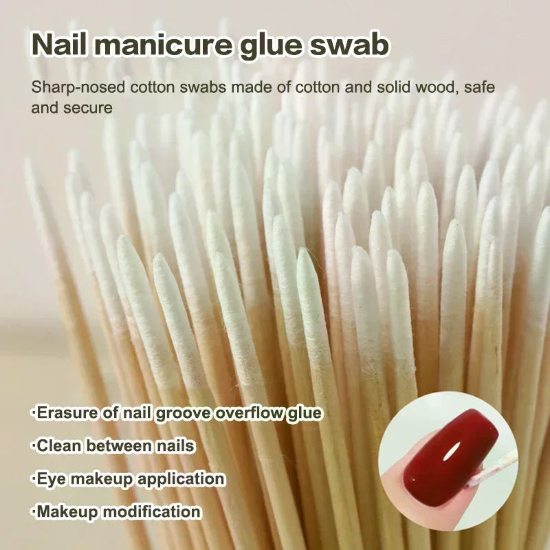 100pcs Micro Wood Cotton Swab Eyelash Extension Tools Tatoo Microblading Cleaning Wooden Sticks Cosmetic Cotton Brush Buds Tip Oasis Select