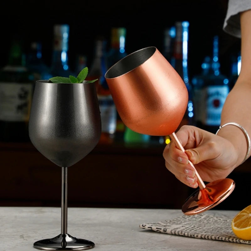 Cocktail Glass Nordic Stainless Steel Durable Tall Champagne Outdoor Metal Red Juice Wine Creative Cup for Bar Party and Home Oasis Select