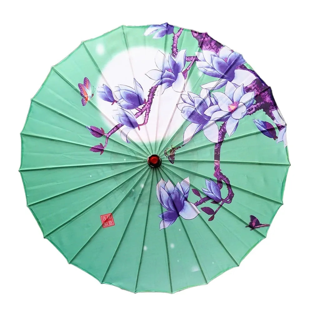 Handmade Silk Cloth Women Umbrella Waterproof Rain Proof Chinese Oil Paper Umbrella Decorative Ancient Dance Umbrella Oasis Select Style 36