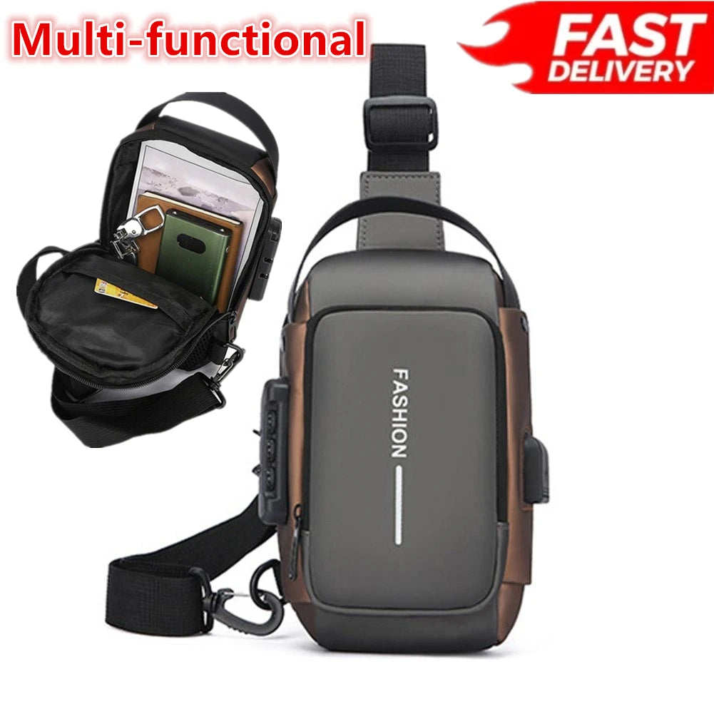 2025New Multifunction Anti-theft USB Shoulder Crossbody Bag Travel Sling Pack Messenger Pack Chest Bag Male Luxury Brand Men Oasis Select