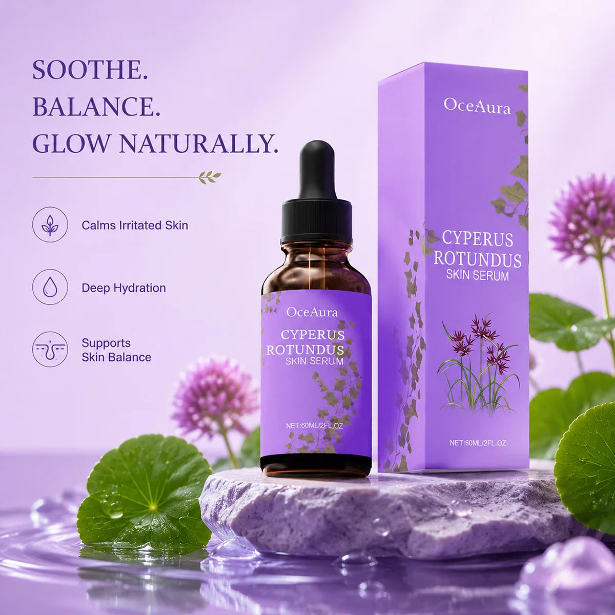 60/120/180ml Cyperus Rotundus Skin Serum Post Hair Removal Care Serum Soothing Nourishing Skin Gentle Face Body Skin Care Oasis Select