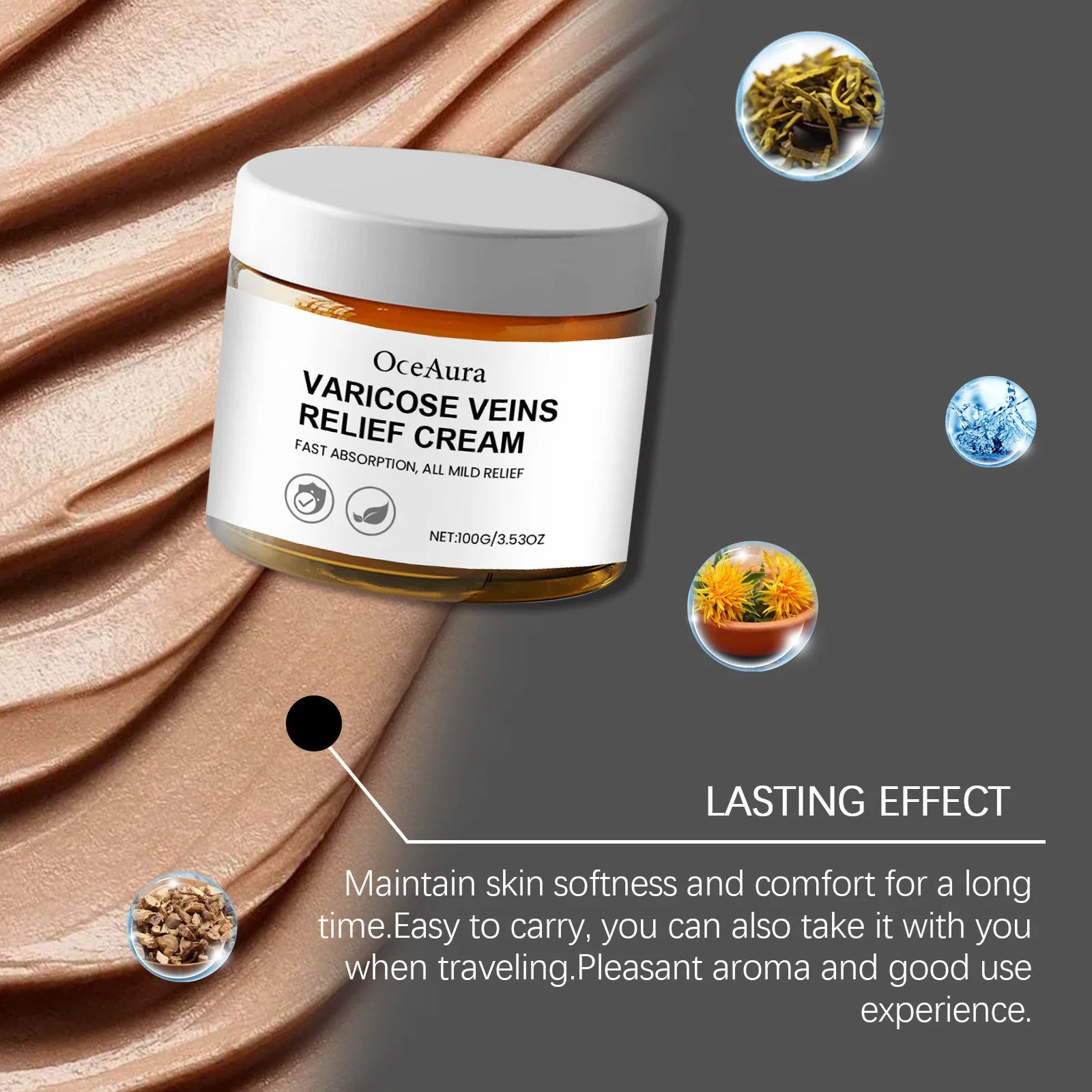 OceAura Varicose Veins Relief Cream – Spider Veins & Leg Pain Varicose Vein Cream Oasis Select