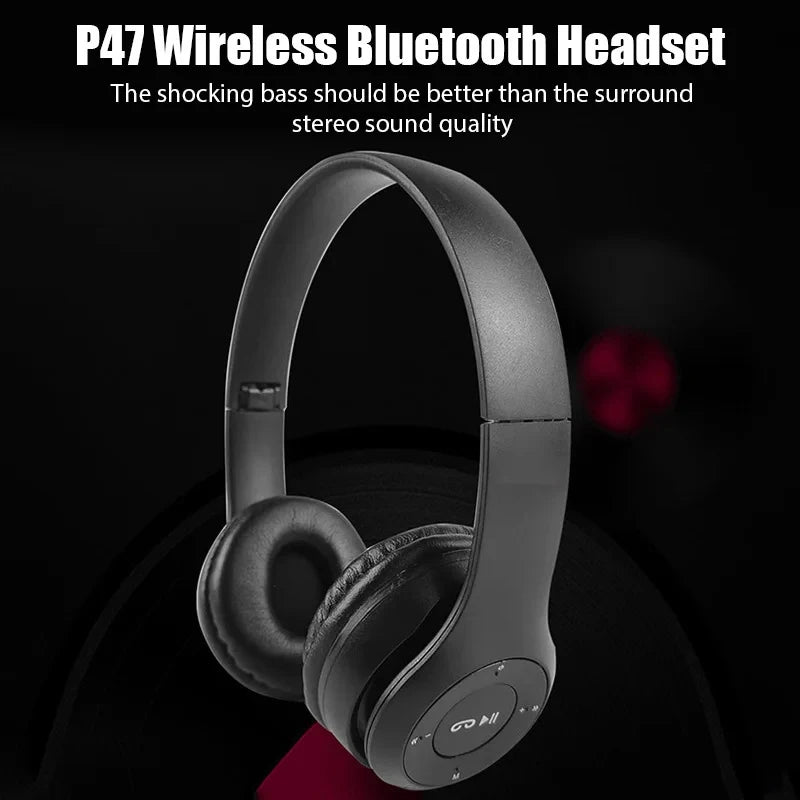 P47 Wireless bluetooth headphone With Mic Headsets Stereo Sound Earphones Sports Gaming Headphones Supports PC Smartphone Oasis Select