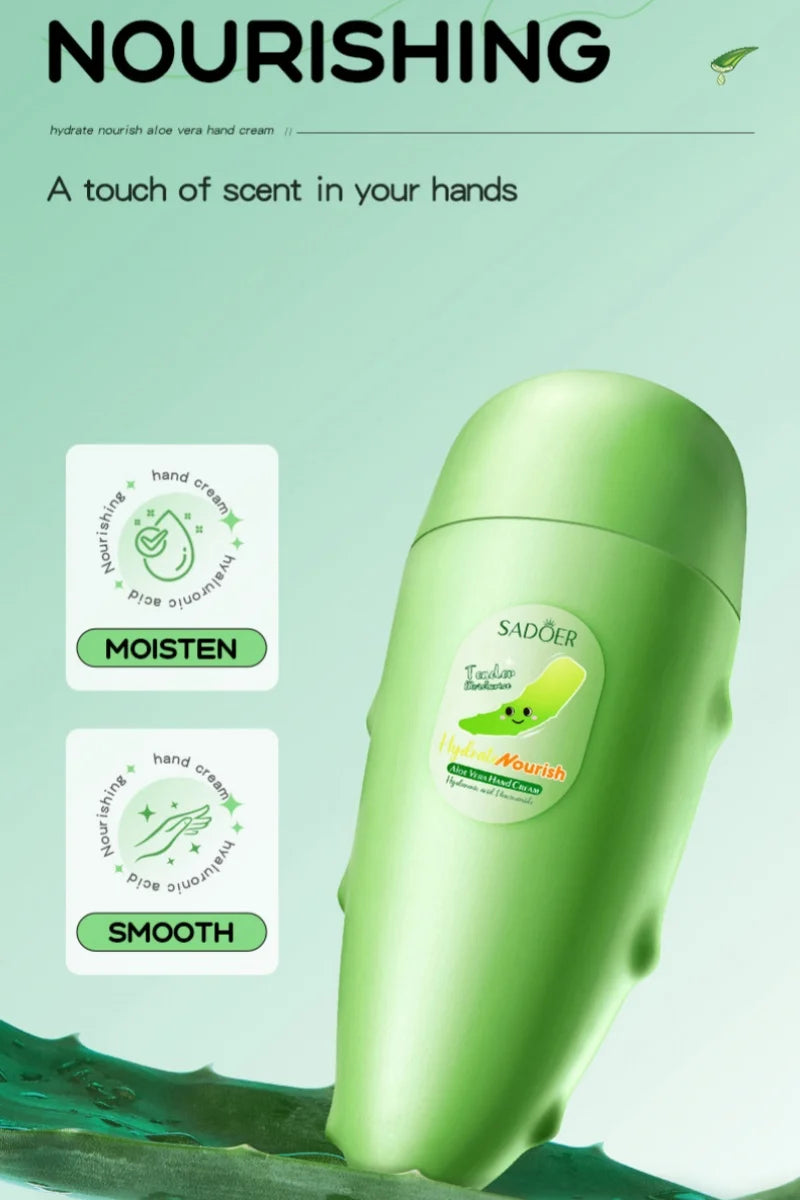 SADOER Aloe Vera Hand Cream 50g – Moisturizing & Non-Greasy Hand & Body Cream Oasis Select