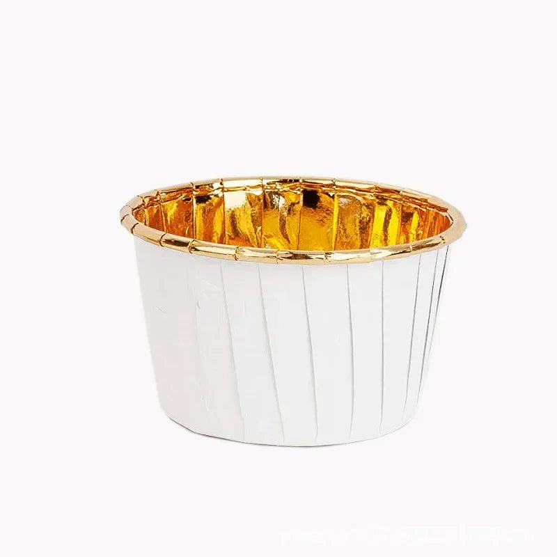 Gold Foil Rolled Paper Cups, Muffin Cupcake, Wedding Party Decorations, Heat Resistant, Kitchen Baking Accessories, 30Pcs Oasis Select 03