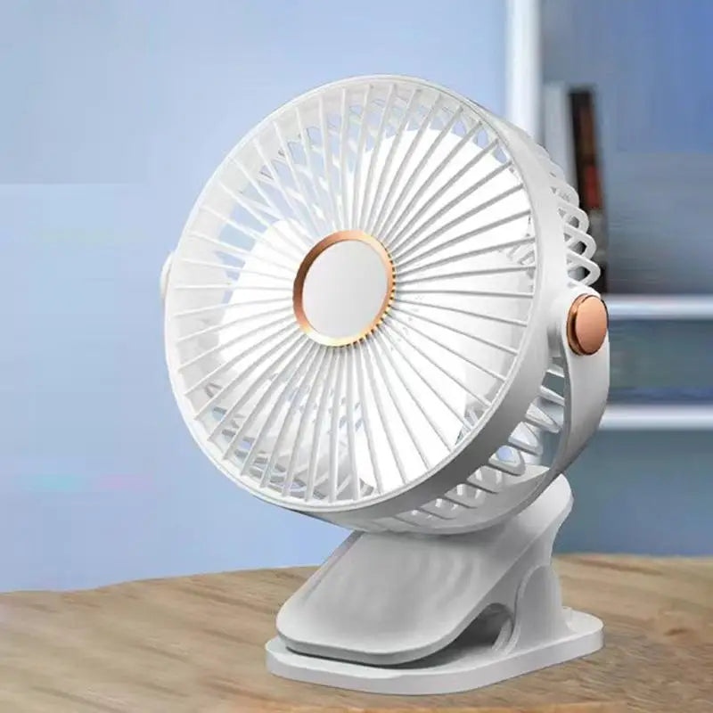 Portable Mini 360° Rotatable USB Charging Clip On Desk Fan with Night Light, Clip Hanging Cooling Fan for Indoor & Outdoor Use Oasis Select USB Type-C White