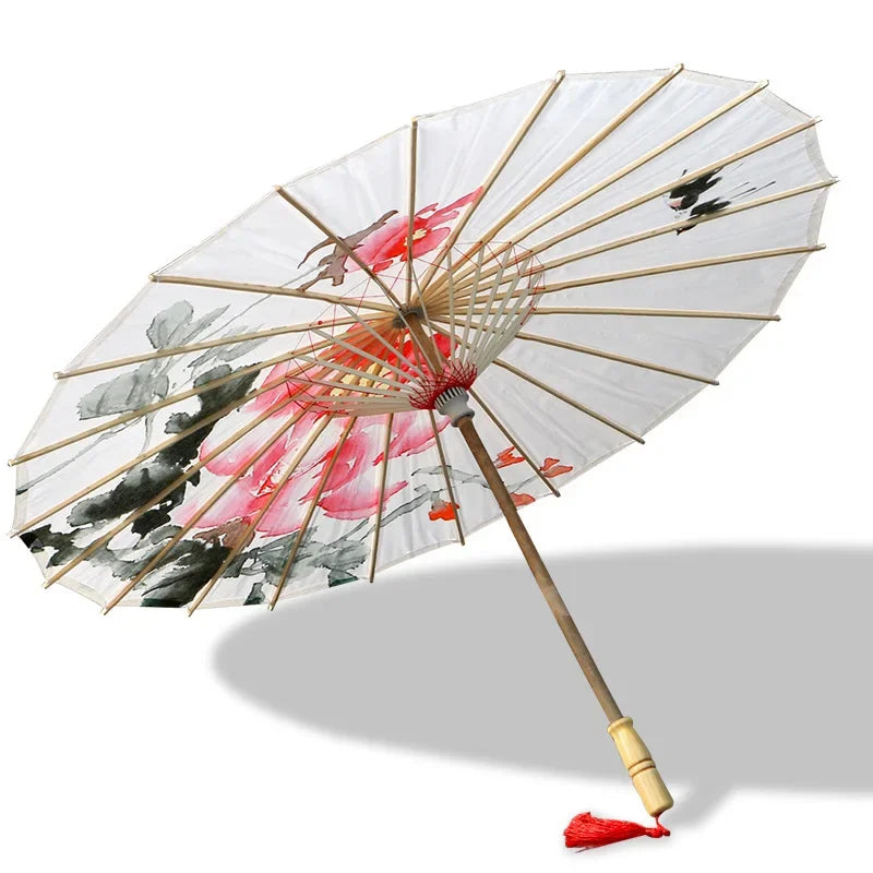 Oil-paper Fringe Rainproof Cloth Umbrella Ancient Props Hanfu Dance Umbrella Performance Classical Decorative Craft Umbrella Oasis Select