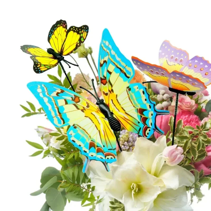 10/20/40/60pcs Fake Artificial Butterflies Stakes Colorful Simulation Butterfly Ornaments Garden Outdoor Yard Planter Flower Oasis Select