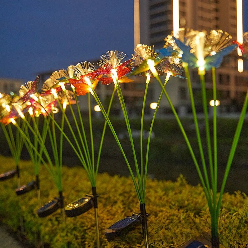 Solar Fiber Optic Butterfly Lights Outdoor Courtyard Waterproof Ground Plug Lawn Lights Villa Decorative Atmosphere Color Lights Oasis Select