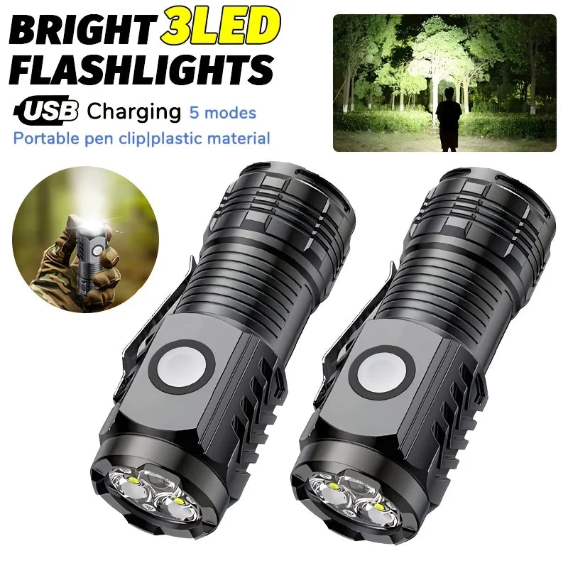 ZHIYU Mini LED Flashlight 800 Lumen USB Rechargeable Waterproof