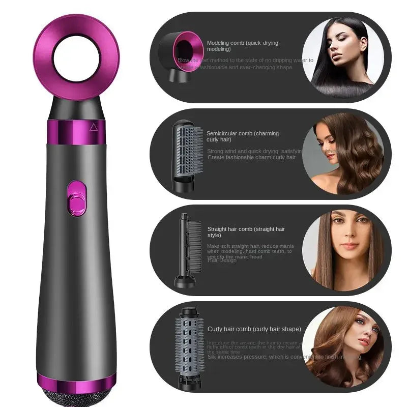 5 In 1 Hair Dryer Hot Air Comb Electric Curling Straight Hair Comb Negative Ion Hair Dryer One Step Brush 220V EU 110V US Oasis Select