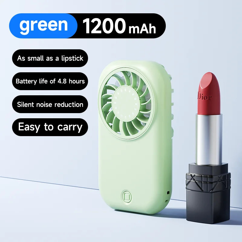 Mini Portable Handheld Fan 5-Speed 11000RPM Turbo Rechargeable Personal Cooling Fan for Travel Outdoor Turbo Handheld Fan Oasis Select green