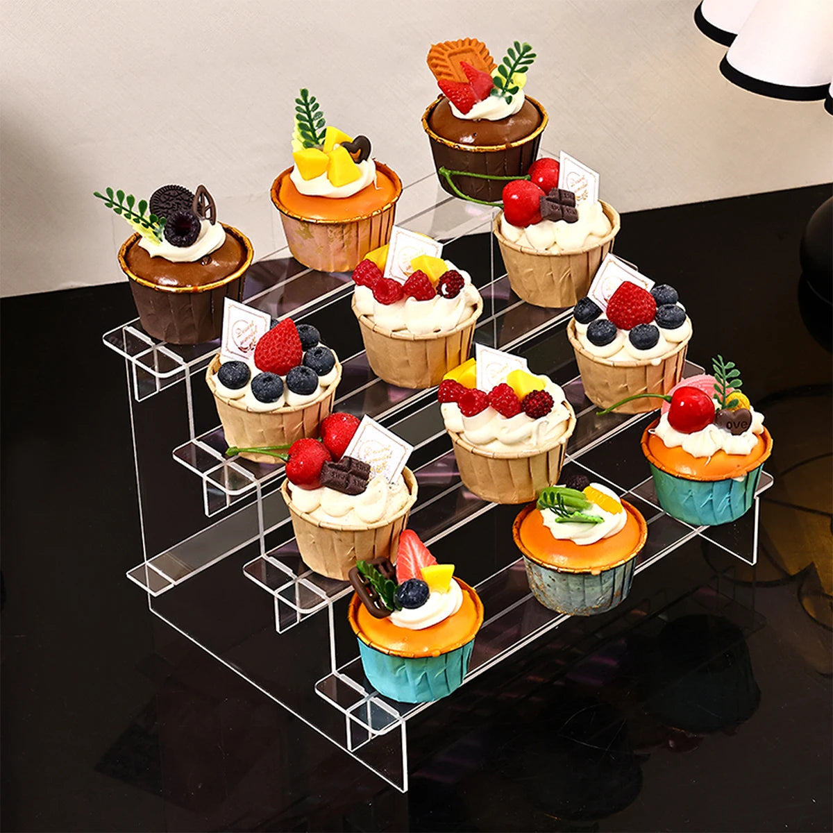 1pc transparent acrylic stepped dessert display rack perfume display rack is suitable shop cupcakes jewelry lipstick organizer Oasis Select