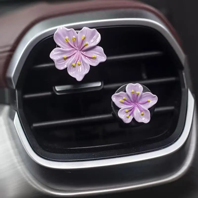 2pcs Car Perfume Clip Flower Air Outlet Decorations Car Air Conditioner Air Vent Personalized Interior Decoration Accessories Oasis Select Purple