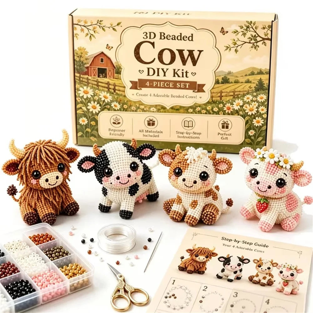 3D Beaded Animal Craft Kit – DIY Bead Pet Keychain Making Set