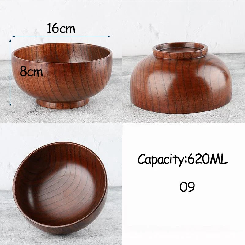 Japanese Acacia Wooden Bowl – Kids' Anti-Drop Salad Bowl Wooden Dining Bowl Oasis Select 09