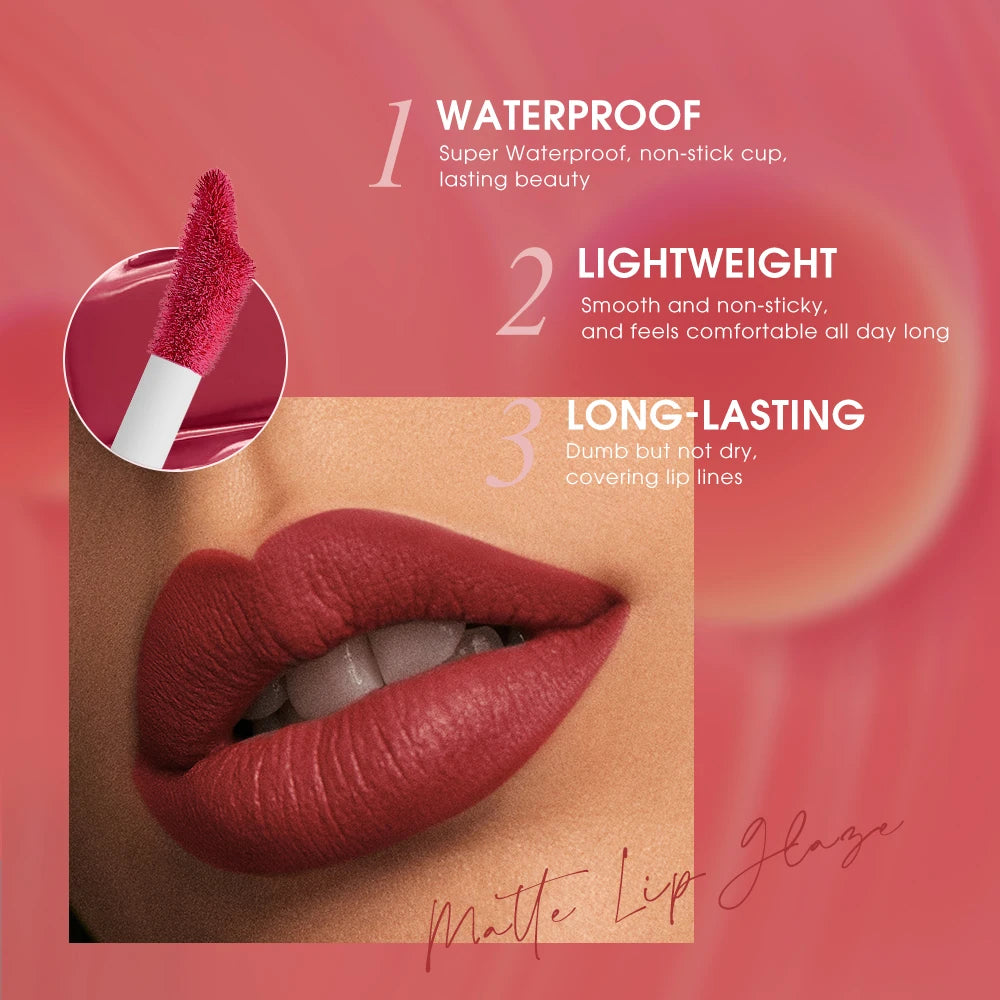 O.TWO.O Velvet Matte Liquid Lipstick – 12 Shades Waterproof