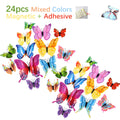 New 12/24pcs 3D Butterfly Wall Stickers Home Christmas Wedding Decoration Photography Props Magnetic Refrigerator Magnets Oasis Select 24pcs Mixed Magnetic