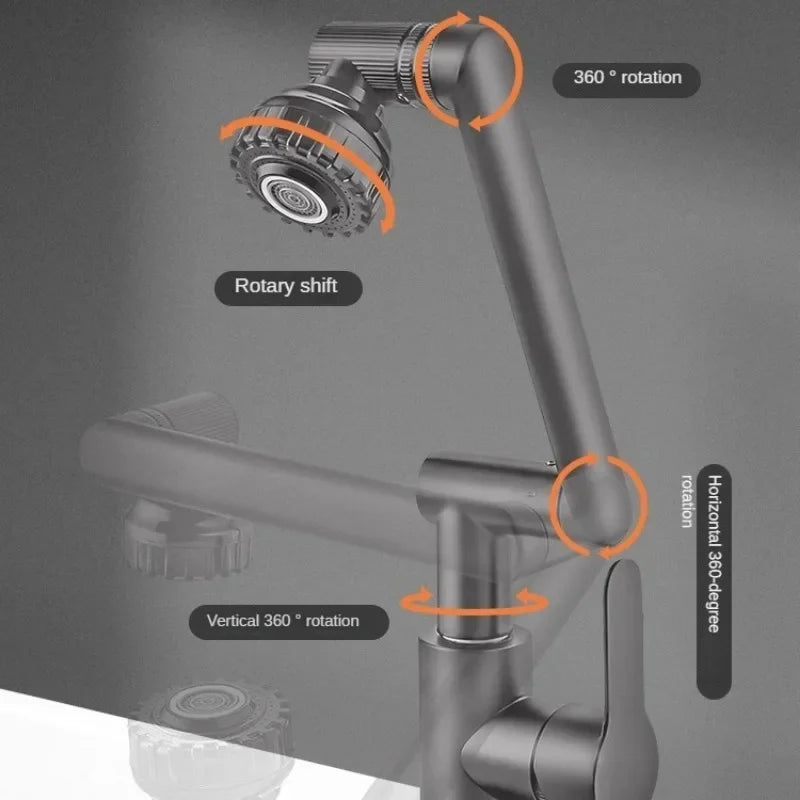 Mechanical Arm Universal Faucet Bathroom Kitchen Splashproof Faucet Bathroom Countertop Basin Hot and Cold Tap Faucet Accessorie Oasis Select