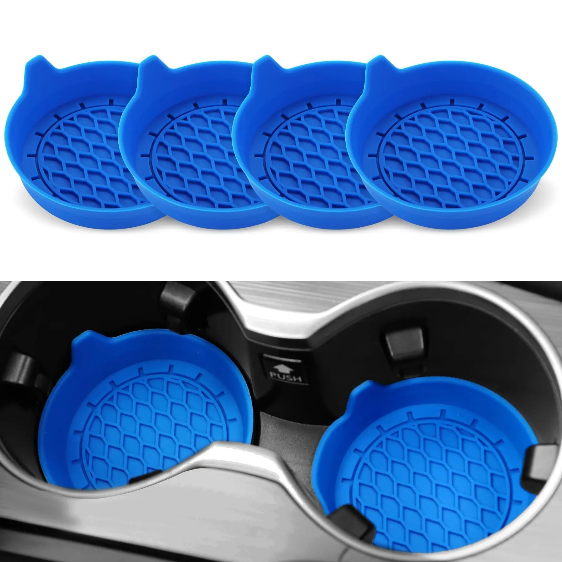 Silicone Car Cup Holder Insert Coasters – Non-Slip Set of 2/4