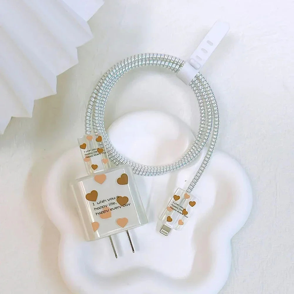 Cute iPhone 20W Charger Cover & USB Cable Winder Protector
