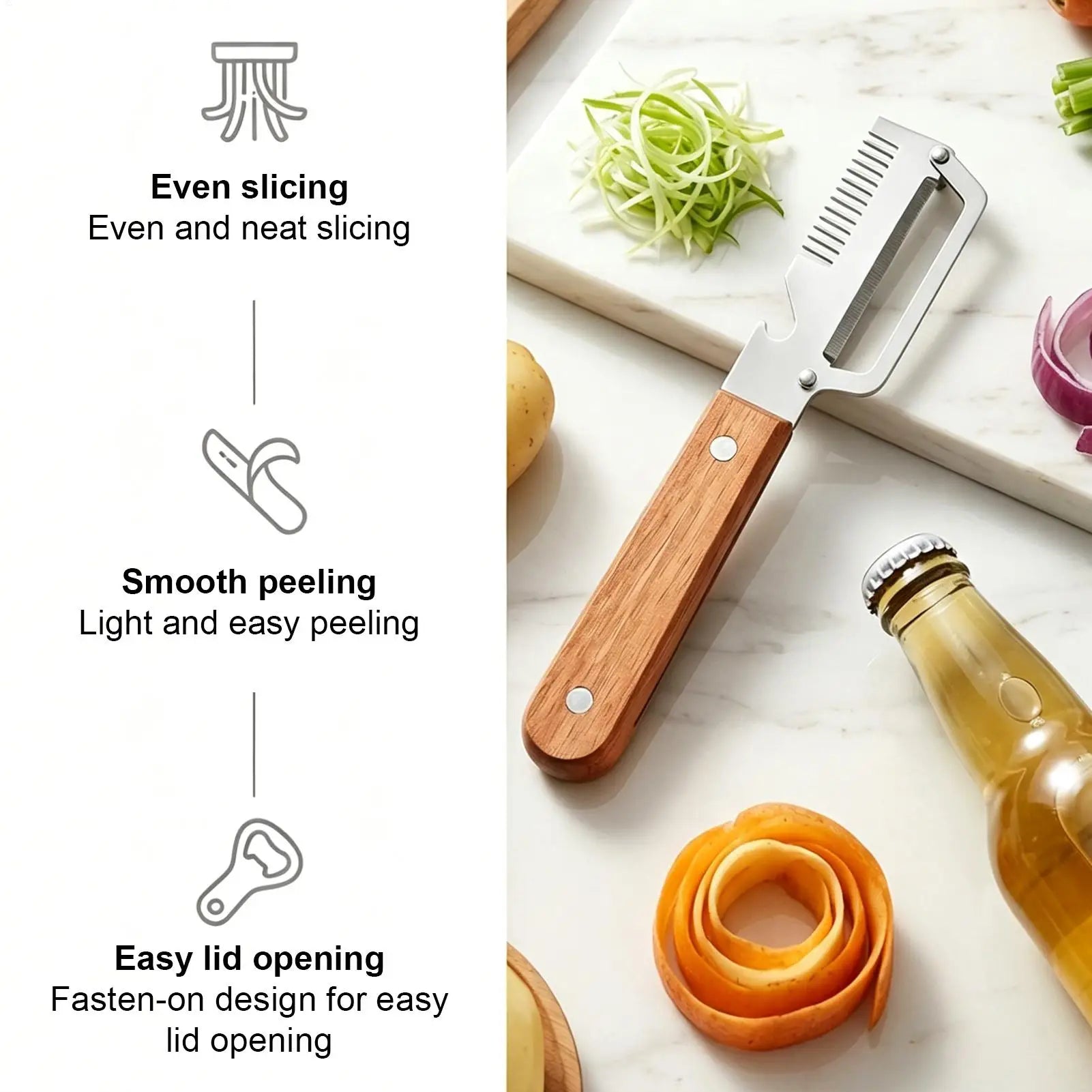 Vegetable Peelers 2Pcs Stainless steel peeler with wooden handle for peeling and slicing fruits and vegetables Peeler tools