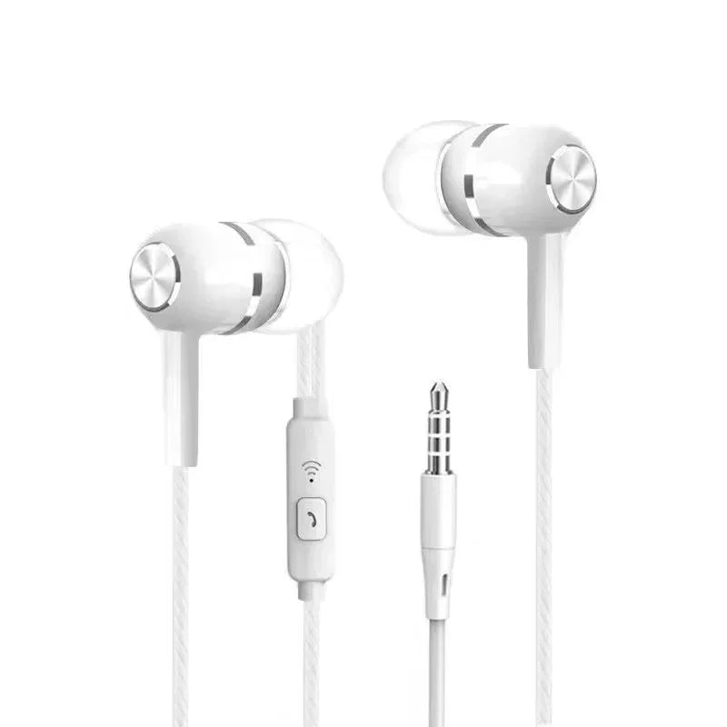 Wired Stereo Headset with Mic volume control Music Earphones Headphones Sport Earbuds with Bass Phone Earphones 3.5mm Oasis Select White 1pc 1.2m