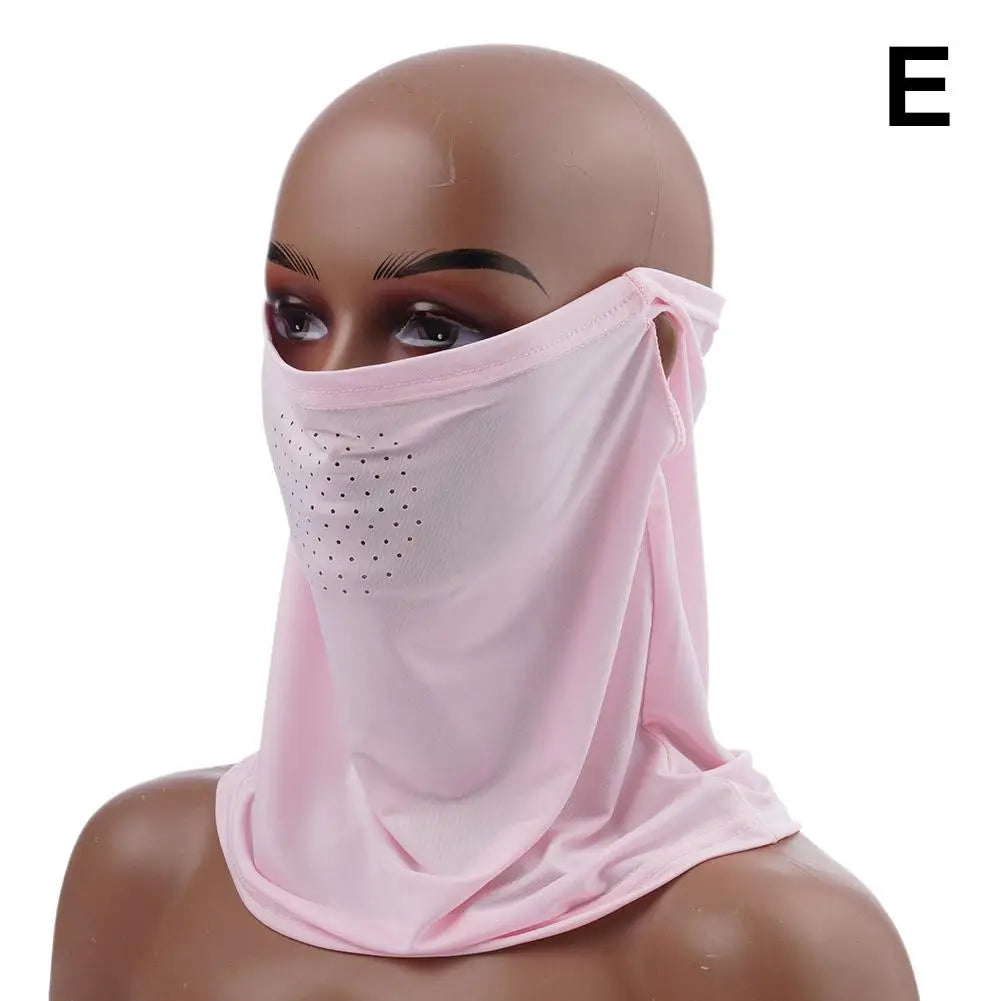 Unisex Face Scarf Breathable Ice Silk UV Sun Protection Mask Soft Adjustable Anti Ultraviolet Thin For Summer Outdoor Activities Oasis Select E