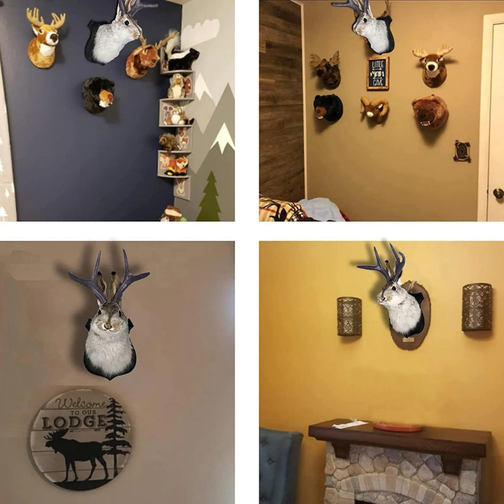 Easter Gift Bunny Head Antlers Wall Hanging Decoration Wall Decor Simulation Rabbit Specimen Resin Art Ornaments Jackalope Decor Oasis Select