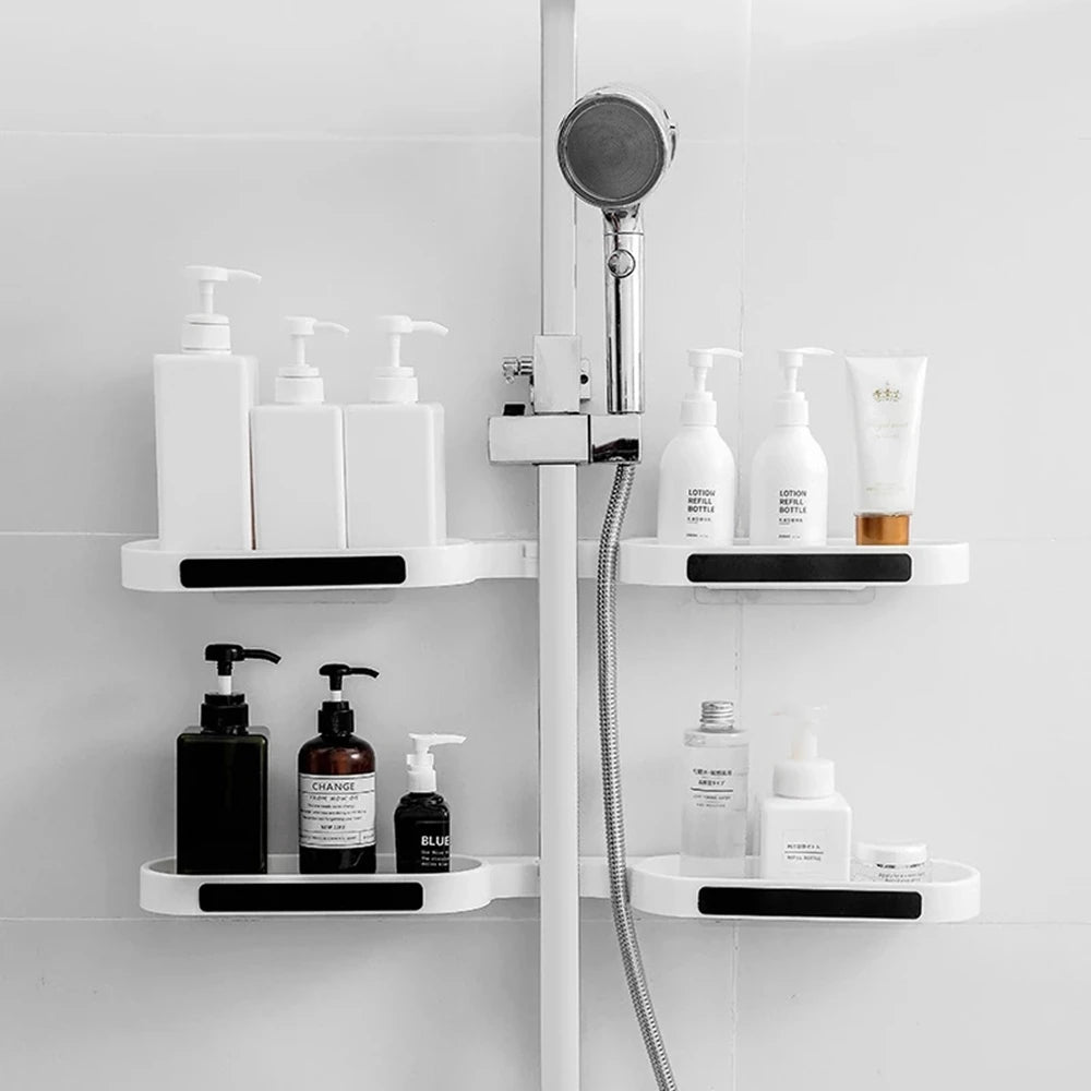 Bathroom Shelves Punch-free Revolving Rack Wall-mounted Corner Shelf Shower Storage Holder Kitchen Wall Storage Rack Organizer Oasis Select