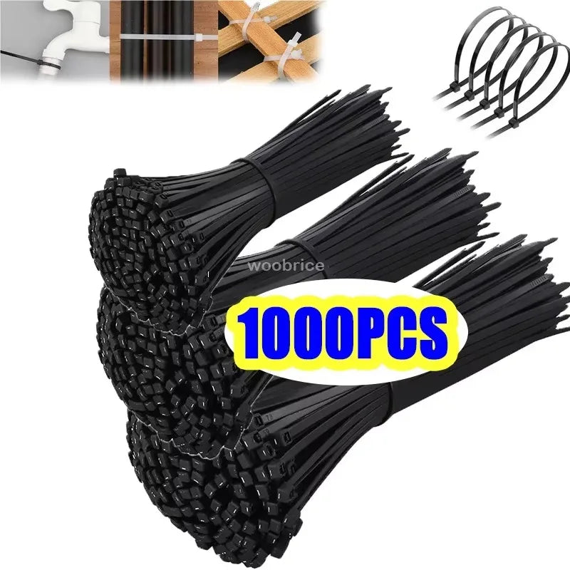 100-1000Pcs Wholesale Plastic Nylon CableTies Self-locking Cord Straps Adjustable Cables Fastening Loop Home Office Wire Zip Tie Oasis Select