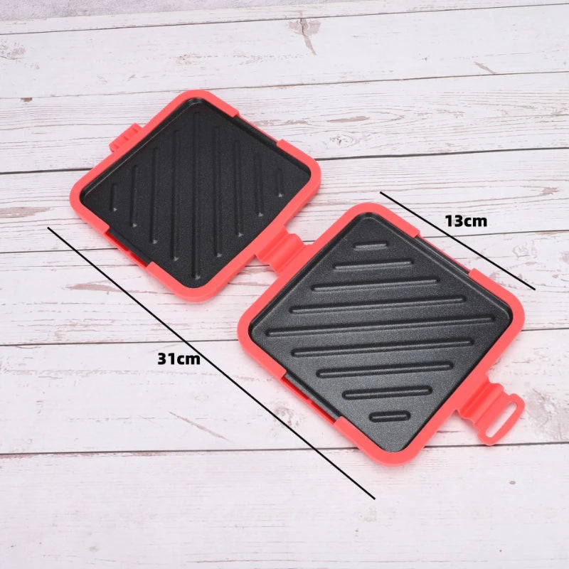 Microwave Oven Specific Baking Tray Waffle Sandwich Square Double-sided Silicone Baking Tray Baking Tool Oasis Select