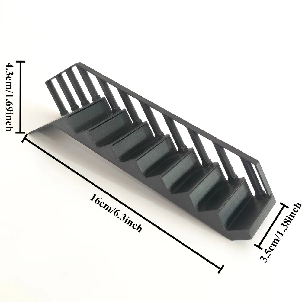 1:12 Scale Miniature Staircase Model Statue Building Stairs with Railings Dollhouse & Diorama Ornament Accessory DIY Scene Decor Oasis Select staircase black