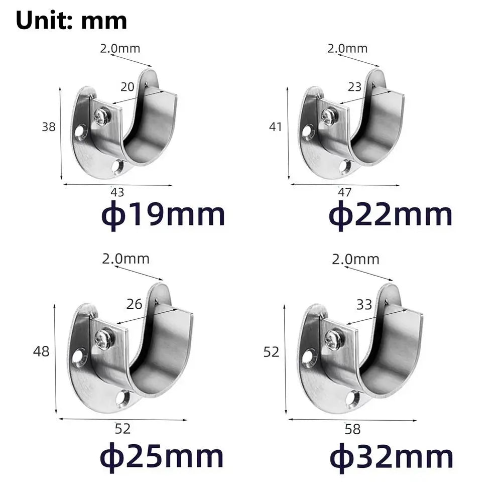 Stainless Steel Closet Rod Brackets Flange Seat Set of 2