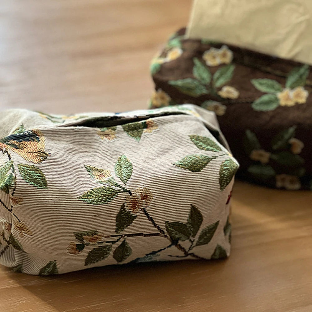 European Retro Jacquard Fabric Tissue Box Cover | Desktop