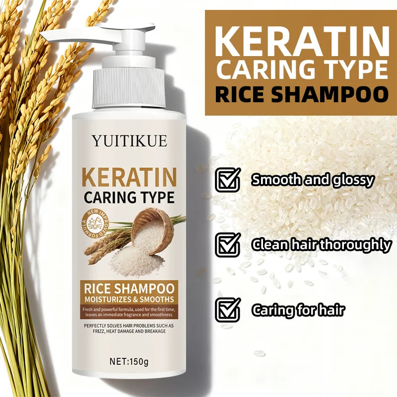 YUITIKUE Keratin Rice Shampoo – Repair & Hair Regrowth 150g