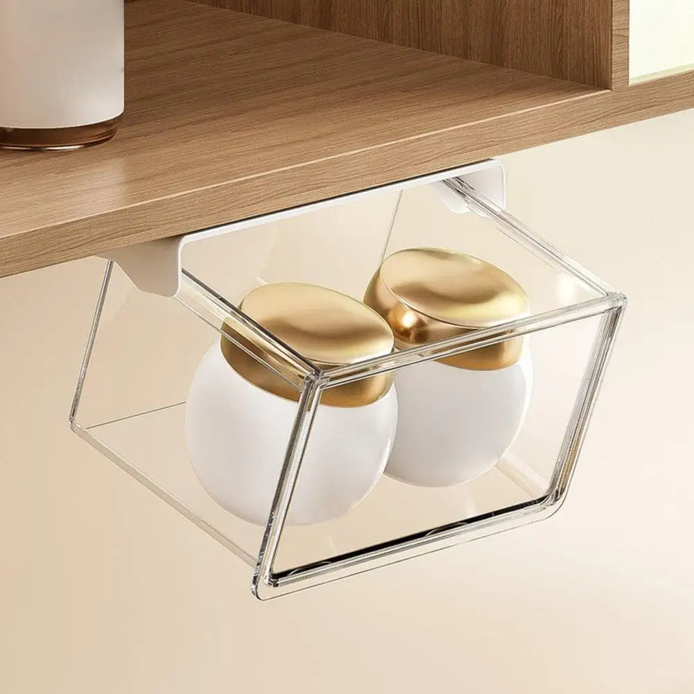 Self-Adhesive Under-Desk Drawer Storage Box – S/M/L Clear