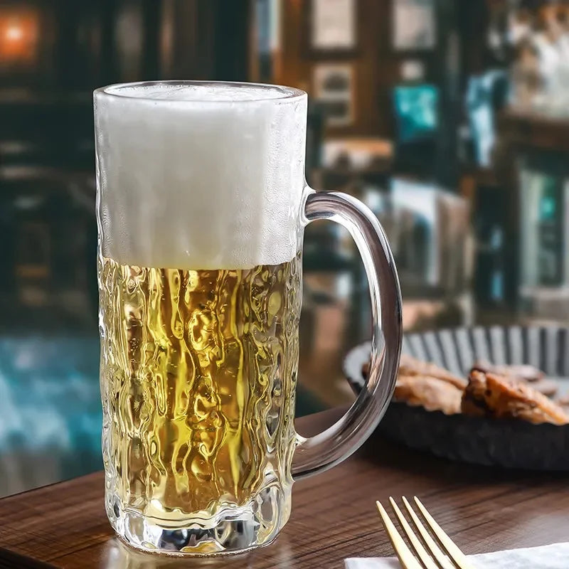 High-capacity Glass Beer Cup Milk Coffee Juice Water Cup Barware Drinkware for Home Party Bar Karaoke Transparent Durable Cup Oasis Select