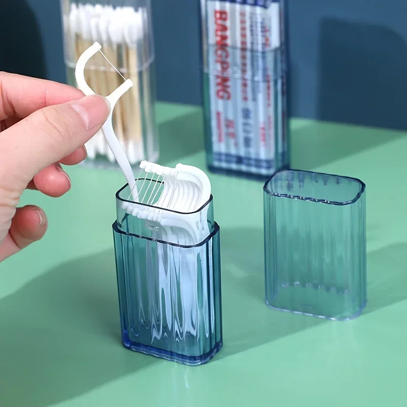 1pc Portable Transparent Storage Box, Practical Toothpick Cotton Swab Case for Travel or Business Trip Oasis Select