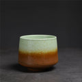 200ml Gradient Ceramic Coffee Cup - Espresso Cup + Latte Cup + Milk Mug, Heat-Resistant Matte Glaze Teacup for Cafes & Home Use Oasis Select Green-Brown 200ml