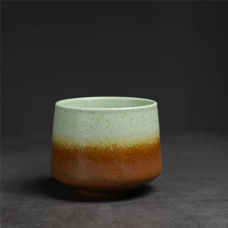 200ml Gradient Ceramic Coffee Cup - Espresso Cup + Latte Cup + Milk Mug, Heat-Resistant Matte Glaze Teacup for Cafes & Home Use Oasis Select Green-Brown 200ml