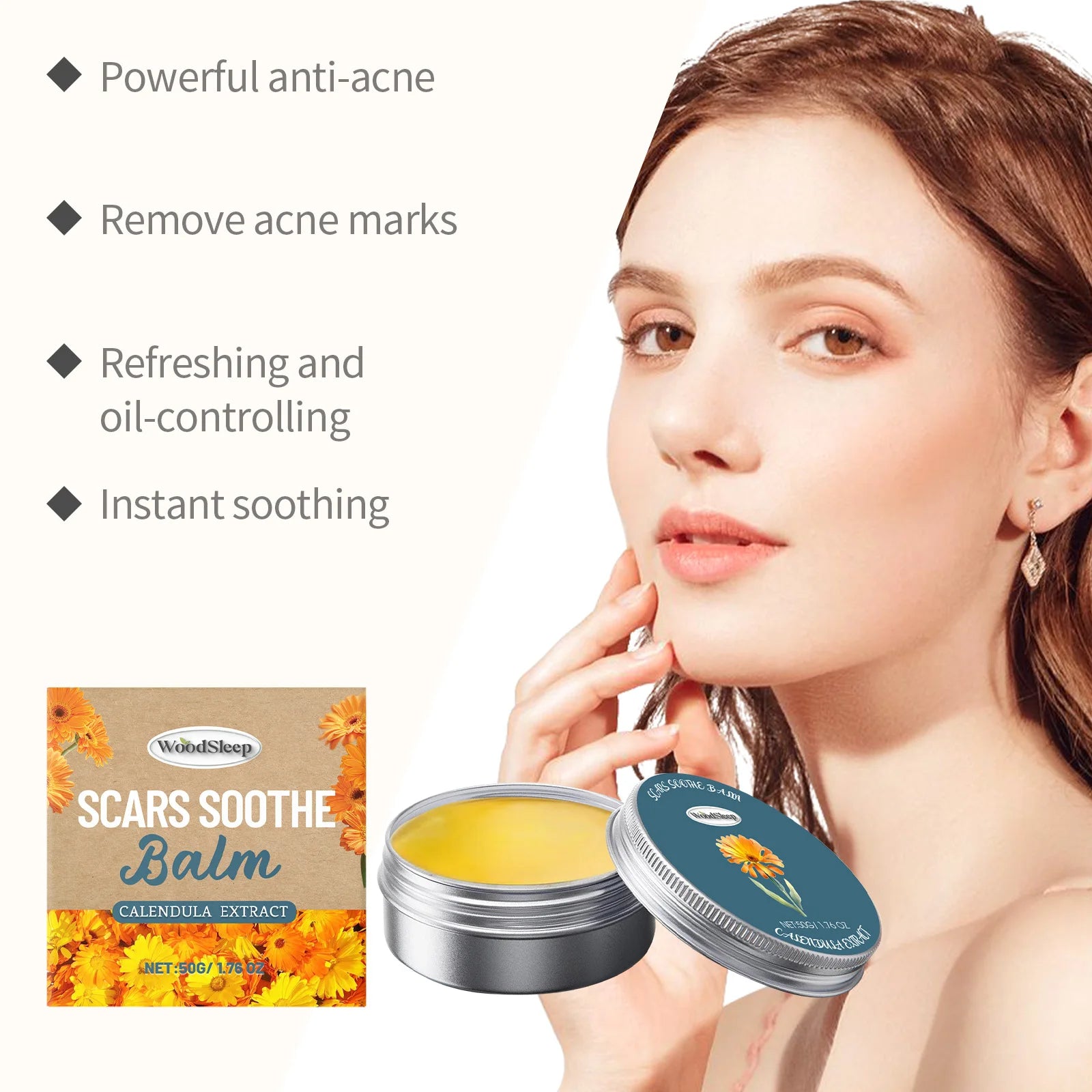 Calendula Acne-Prone Cream Anti-Acne & Fade Marks Oil-Control Shrink Pores Soothing Cream Non-Greasy & Fast Absorbing SkinCare Oasis Select